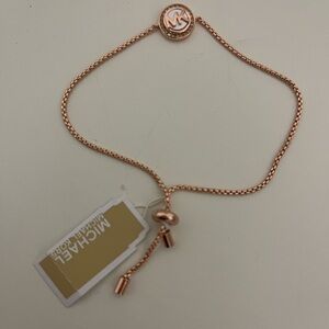 MICHAEL Michael Kors Logo Charm 14K Rose Gold Plated Sterling Silver Bracelet